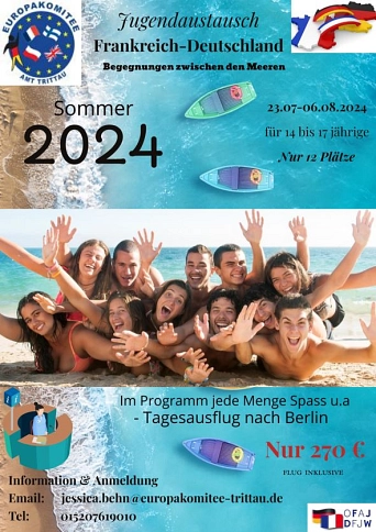Flyer_Jugendaustausch Frankreich-Deutschland Sommer 2024